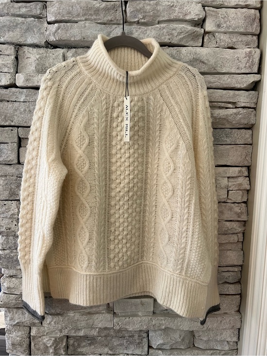 Alex Mill Sweaters - Alex Mill Wool Alpaca Cream Cable Knit Roll Neck Sweater NWT Size M